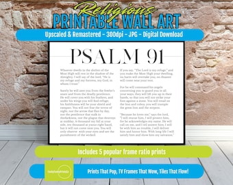 Psalm 91 Art Print -Inspirational Scripture Wall Art "He is My Refuge and Fortress," Christian Home Decor Digital Download, Faith Decor