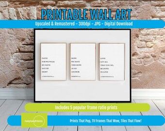 Faith Wall Art - Hope Love Scripture Print, Christian Home Decor, Inspirational Bible Verse, Modern Religious Poster Gift