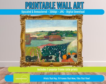 Gauguin "The Haystacks" Print: Post-Impressionist Countryside Art (Digital Download)
