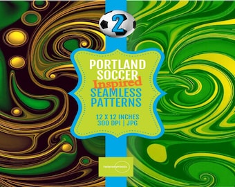 Portland Soccer Digital Paper: Vibrant Sports Graphics (JPG Download, 12x12in