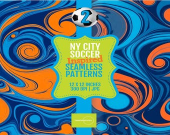 NYC Soccer Pattern: Colorful Sports Art, Seamless Digital Paper (12x12in, 300DPI)