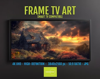 Moody Cottage Samsung Frame TV Art, Dark Academia Landscape Digital Download for Frame & 4K HD TVs