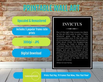 Invictus Wall Art PRINTABLE - Motivational Poem Decor, Henley Quote, Resilience Digital Download, Bold Inspirational PRINTABLE Art