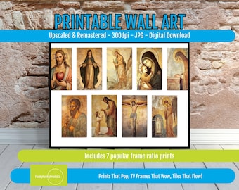 Christian Icons Collage Wall Art, Religious Printable Artwork Set, Inspirational Faith-Based Home Decor, Digital Download Christian Art