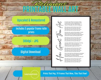 How Great Thou Art Hymn Print – Christian Wall Art, Vintage Sheet Music Poster, Inspirational Worship Song Decor, Faith Digital Download