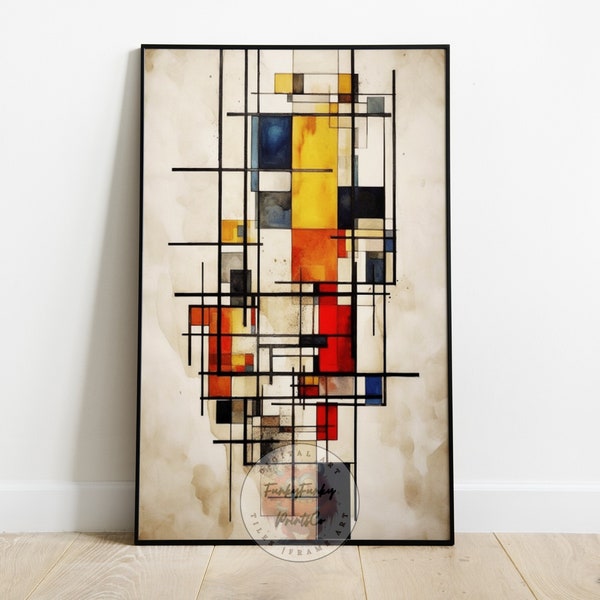 PRINTABLE Piet Mondrian Poster, Mondrian Art Print, Piet Mondrian Print, Bauhaus De Stijl Artwork, Geometric Wall Set, Piet Mondrian Signed