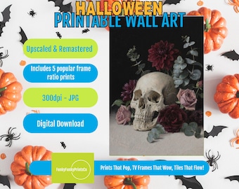 Skull & Floral Art Print: Realistic Christian Wall Decor (Digital Download