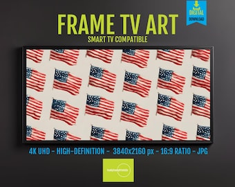 Vintage American Flags Pattern: 4K UHD Frame TV Art (Digital Download