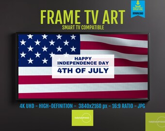 Patriotic Frame TV Art 4K HD Digital Download, Red White Blue Fourth of July, Americana Decor, Summer Independence Day TV Art, 239