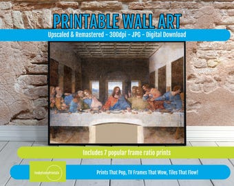 Last Supper Print by Da Vinci - Renaissance Wall Art, Religious Home Decor, Spiritual Digital Download, Famous Painting Reproduction