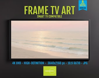 Beach Art Samsung Frame TV 4K Digital Download – Serene Dawn, Gentle Waves, Peaceful Water Reflections, Artistic Decor