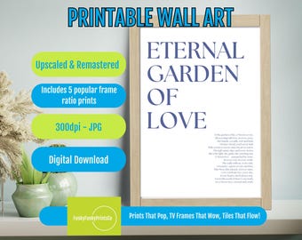 Poem Wall Art Garden of Love – Mothers Day Poem PRINTABLE, Elegant Digital Download, Sentimental Gift for Mom, Family Decor