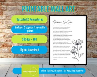Edgar Guest Poem Art - Sermons We See PRINTABLE, Inspirational Floral Wall Art, Digital Quote, Motivational Home Decor Gift