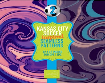 Kansas City Soccer Seamless Pattern: Abstract Sports Digital Paper (12x12 JPG Digital Download