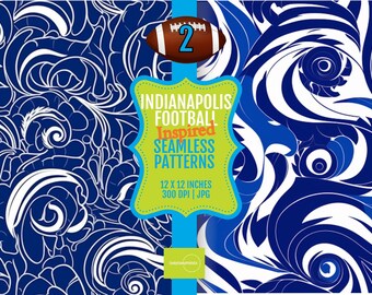 Printable Patterns Indianapolis Football Digital Tiles 12x12 | 300 DPI JPG | Seamless Sports Pattern | DIY Scrapbooking Papers