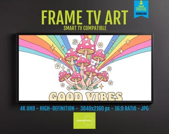 Mushroom and Rainbow TV Art: Bright Whimsical Design (Digital Download)