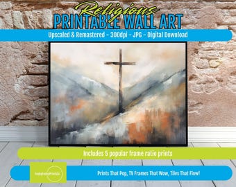 Inspirational Cross Art Print: Religious Wall Decor (Digital Download)
