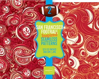 12x12 Seamless Tiles: San Francisco Football-Inspired Colors, Set of 2 | PRINTABLE Patterns, Digital Papers, 300 DPI JPG Seamless Pattern