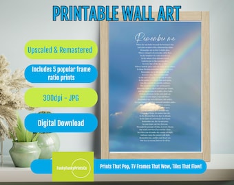 Memorial Gift Poem Wall Art Printable - Remember Me Poem, Bereavement Digital PDF, Sympathy Remembrance Keepsake for Loved One