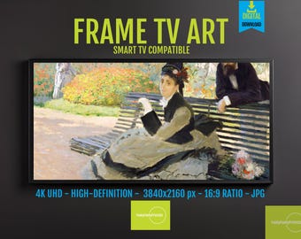Camille Monet Art for Samsung FRAME TV, Famous Impressionist Garden Masterpiece, Digital Download Wall Decor, Home Gallery, 8117