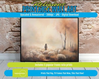 Religious PRINTABLE Wall Art Jesus Good Shepherd Digital Download, Christian Decor, Faith Art, Inspirational Religious Gift