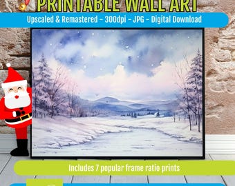 Cozy Winter Printable Wall Art - Snowy Trees Scene | Rustic Holiday Decor for Cottagecore Home Styling | Instant Digital Download Artwork