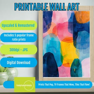 Abstract Watercolor Art Print Set: Modern Colorful Shapes (Digital Download)