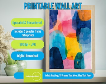 Abstract Watercolor Art Print Set | Colorful Printable Wall Art Decor for Modern Home Office | Vibrant Abstract Shapes Art Prints