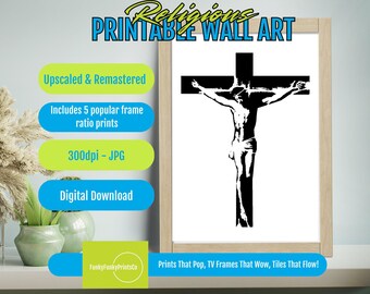 Crucifixion Scene Printable Wall Art – Minimalist Christian Faith Decor, Modern Cross Poster, Religious Jesus Artwork Digital Download