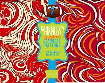 12x12 Seamless Tiles - Kansas City Football Inspired Colors, Set of 2 | PRINTABLE Patterns & Digital Papers | 300 DPI JPG Seamless Design