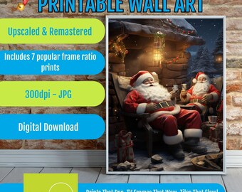 Vintage Christmas Printable Art, Snowy Cottage Winter Painting, Cozy Holiday Mantel Poster, Nostalgic Festive Digital Download