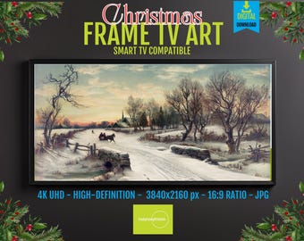 Winter Scene Art Print: Snow Road and Pastel Sky - Digital Download