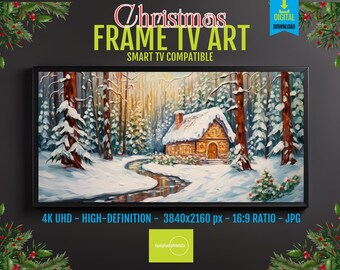 Festive Gingerbread House Art for Samsung Frame TV - Christmas Holiday Decor | 4K HD 16x9 | Seasonal Winter Theme
