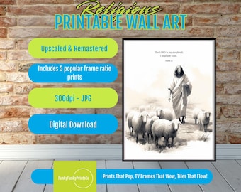Psalm 23 Christian Art Printable: Inspirational Scripture (Digital Download)