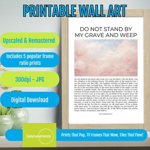 Memorial Poem Print Do Not Stand By My Grave, Sympathy Wall Art, Bereavement Gift, Remembrance Decor, Loss of Loved One Gift