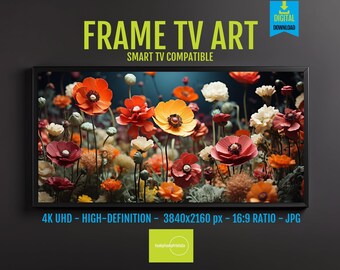 Vibrant Floral Field TV Art: Colorful Blooms for Samsung Frame