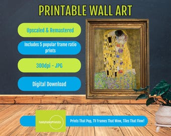 The Kiss Print, Gustav Klimt Golden Period Artwork - Romantic Wall Art - Intimate Embrace Decor, Art Nouveau Home Decor, DIGITAL Download