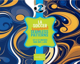 Soccer Patterns 12 Inch Seamless Digital Paper, Modern Vibrant Football Art, Blue Gold Cream, Sports Graphics for Creative Projects