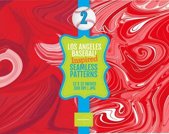 12x12 Seamless Tiles - Los Angeles Baseball-Inspired Colors - Set of 2 - PRINTABLE Patterns | Digital Papers | 300dpi JPG | Seamless Pattern
