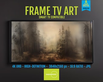 Samsung FRAME TV Art 4K Mystic Forest Print – Vintage Dark Scenery Oil Painting, Rustic HD 16x9 Screen Saver for Samsung Decor,256-1