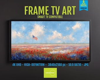 Patriotic Wildflower Field Art: American Flag Landscape for Screen
