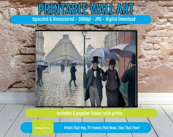 Paris Street Rainy Day PRINTABLE Wall Art – Gustave Caillebotte Artwork, Digital Download – Elegant French Impressionist Home Decor Gift