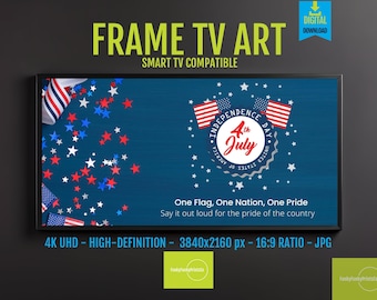 Patriotic Frame TV Art: 4th of July Red White Blue - Digital Download