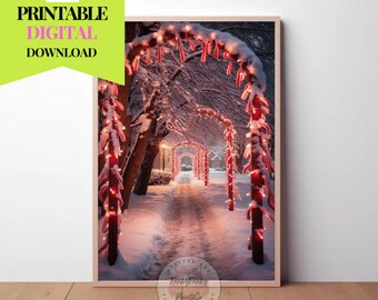 Vintage Candy Cane Lane PRINTABLE Wall Art | Festive Holiday Decor | Instant Digital Download