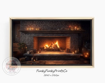 Samsung Frame Tv Art Fireplace  Winter Fireplace Flames  Fireplace Mantel Art  Frame Tv 4K Art Digital Download  Christmas Tv Art