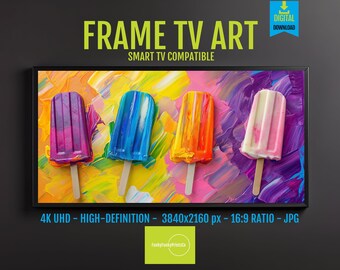 Popsicle Art Samsung Frame TV - Colorful Summer Popsicle Digital Download, 4K Art for Frame TV, Fun Home Decor, Instant Screensaver, 34