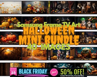 Samsung Frame Tv Art Mini Bundle: Halloween Animals & Fall Foliage, 40 Modern Digital Downloads, 4K HD 16x9, Lg Screensaver