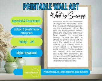 Success Quote Art by Ralph Waldo Emerson, Motivational PRINTABLE Wall Art, Inspirational Home Office Decor, Digital Download for Graduates