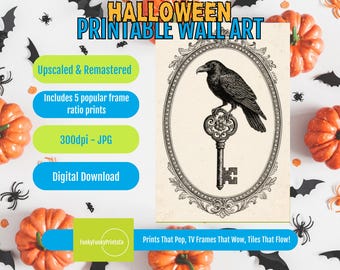 Vintage Raven Key Print: Ornate Gothic Christian Wall Art (Digital Download