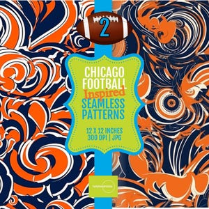 Chicago Football Seamless Pattern Digital Paper: 12x12 Printable Tile
